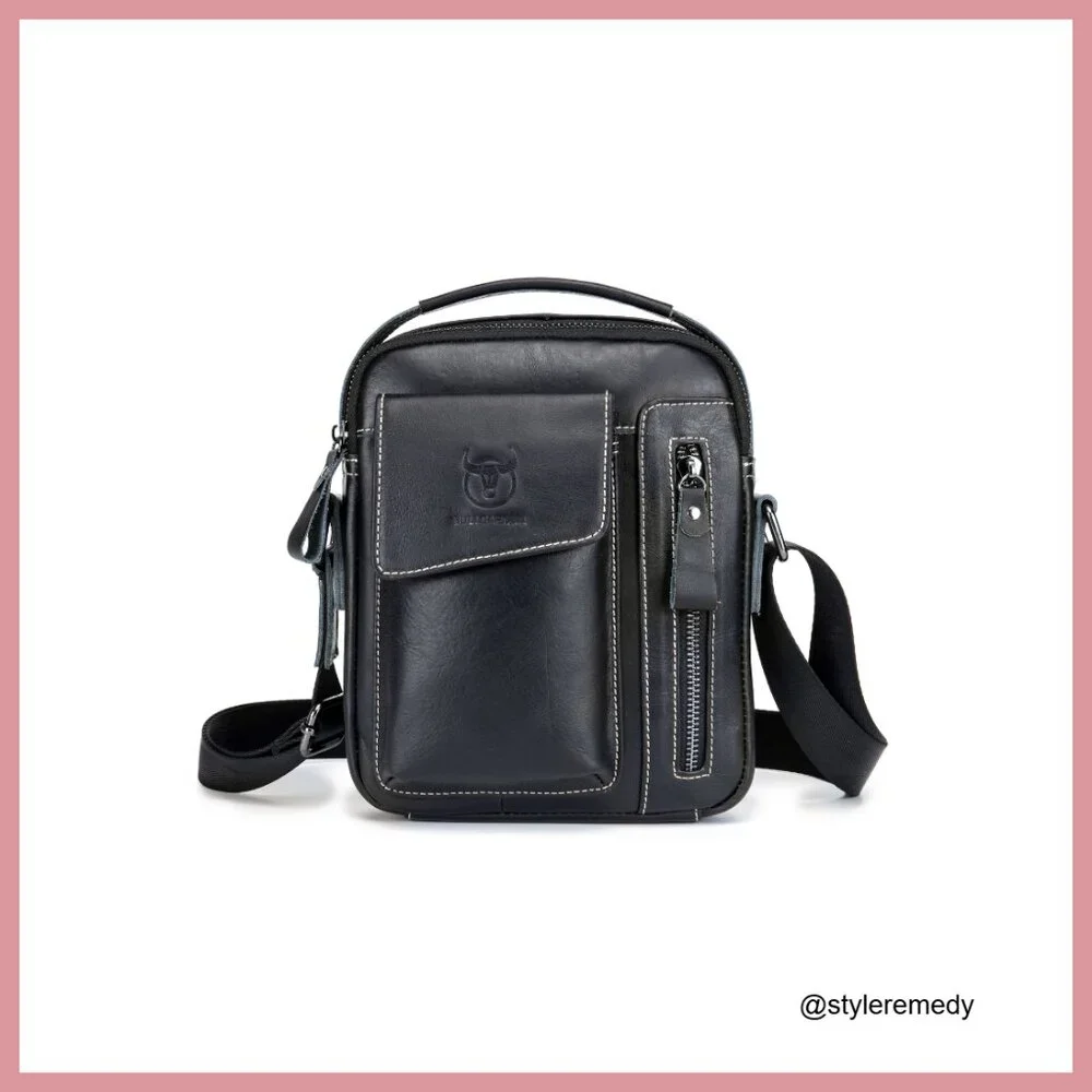 Genuine Leather Messenger Bag Crossbody Shoulder Bag for Business Travel
